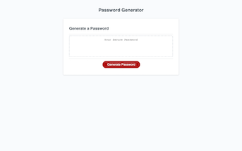 Screenshot of Password Generator website