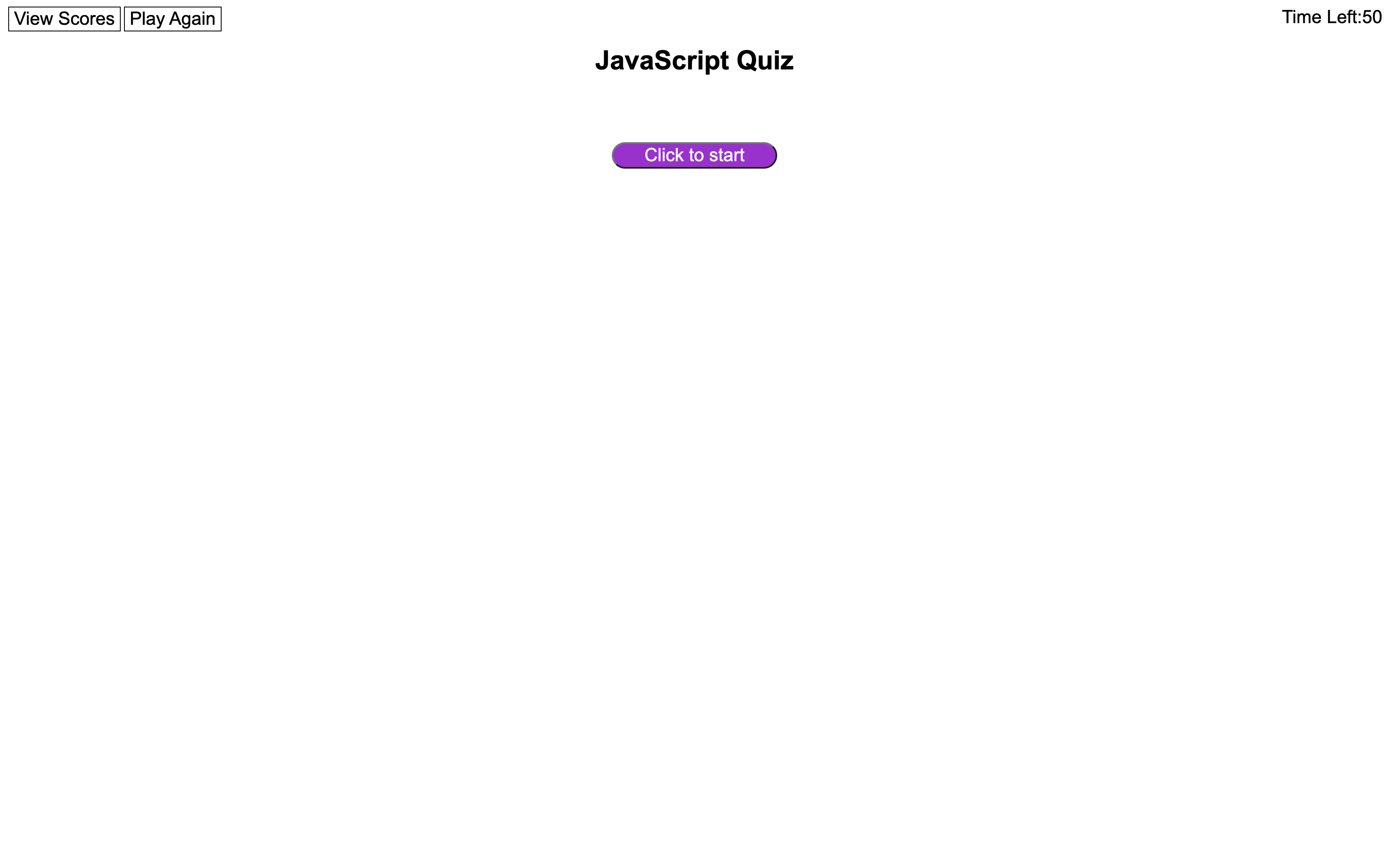 Screenshot of code quiz website